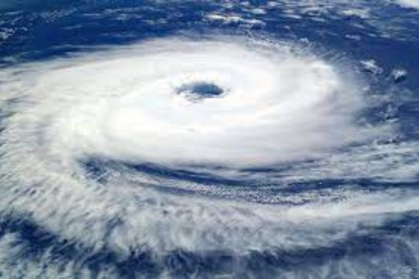 Picture of swirling hurricane.